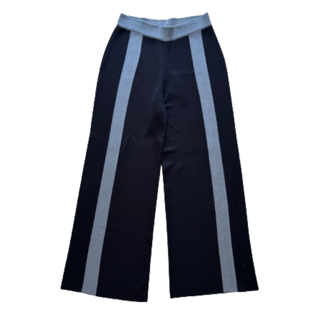 COS Knitted Navy Blue Pants with Color Block Blue Stripes Size S Small GUC